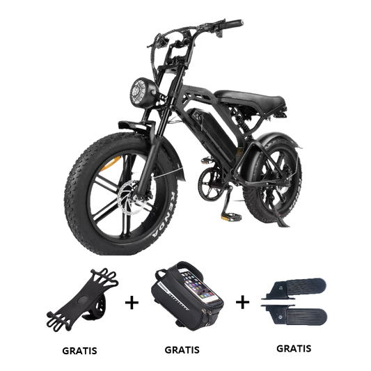 V20 Pro Fatbike | 2024 | Zwart | Alarm | Telefoontas | Voetsteunen