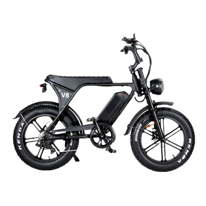 Ouxi V8 3.0 Fatbike | 2024 | Zwart | Alarm | Telefoonhouder | Voetsteunen